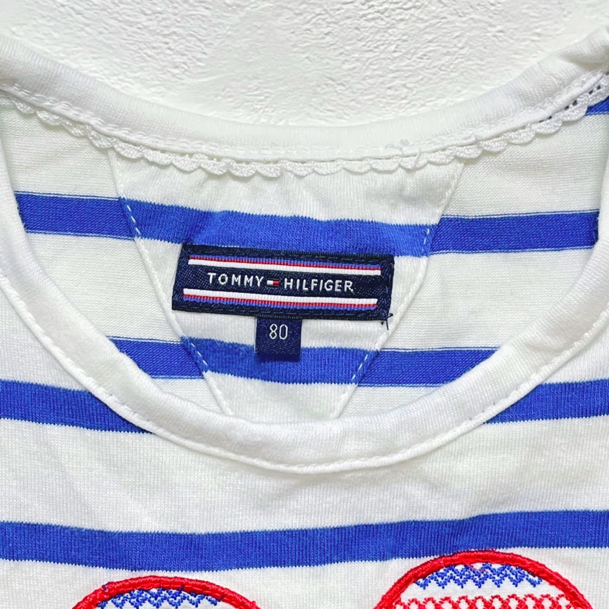 トミー ノースリーブ 子供 ボーダー 可愛い オシャレ 女の子 青 ハート タンクトップ  カワイイ 半袖Tシャツ ネイビー