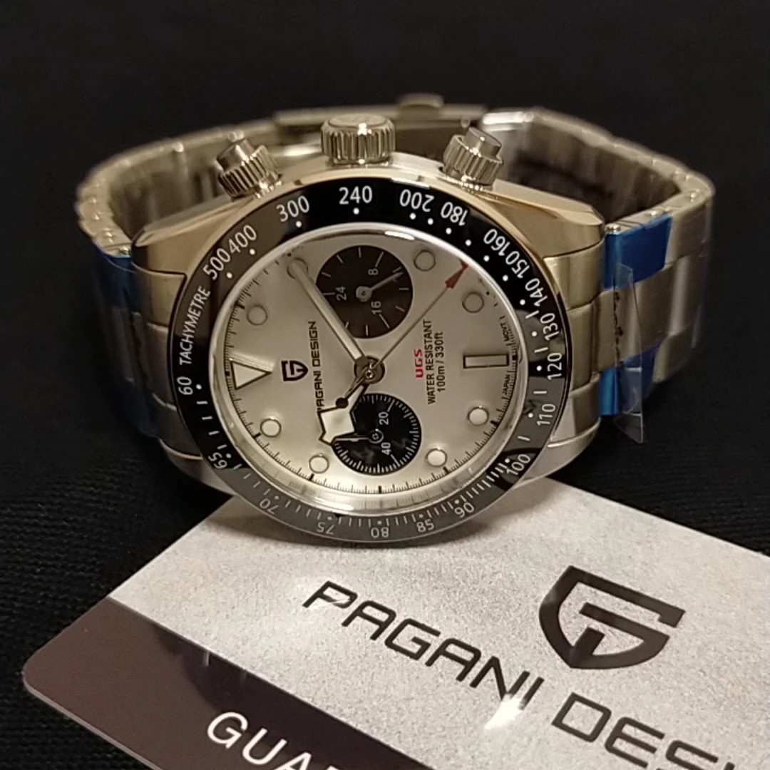 【vk64クロノ搭載!!新品】pagani design 'ベイブラック'オマージュSEIKO製MV 防水100m セラミック