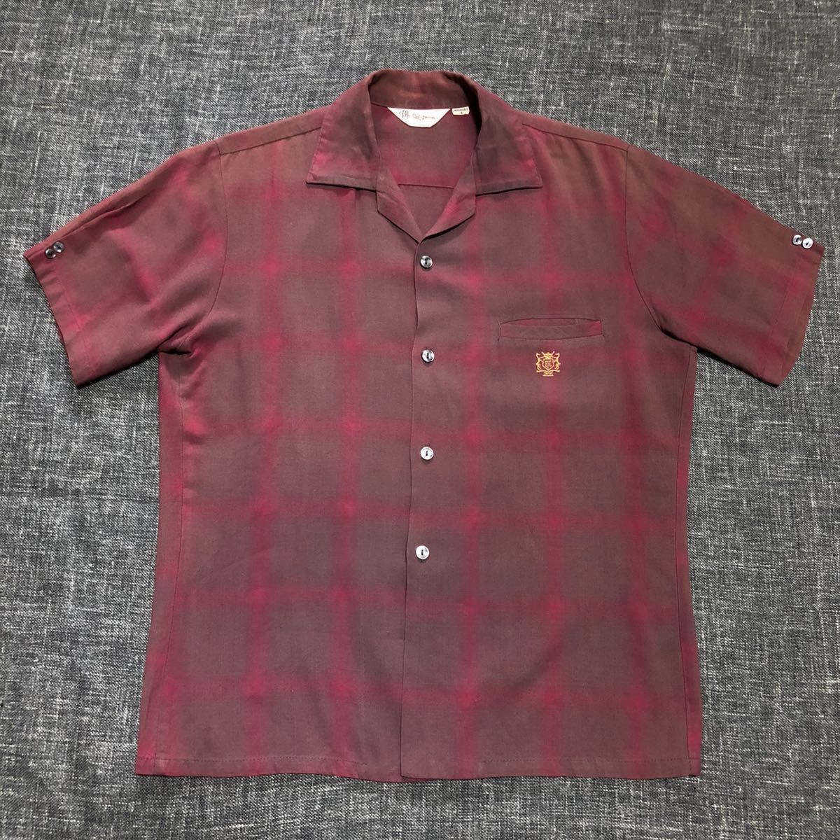 60s California オンブレ レーヨンチェックシャツ 半袖 ビンテージ