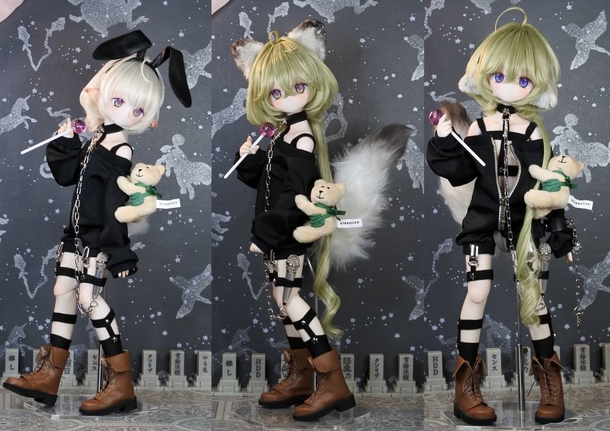 らら屋* DDH-01(白肌)カスタムヘッド&ウィッグ+MDD服+エルフ耳+ らら屋* DDH-01(白肌)カスタムヘッド&ウィッグ+MDD服+エルフ耳+