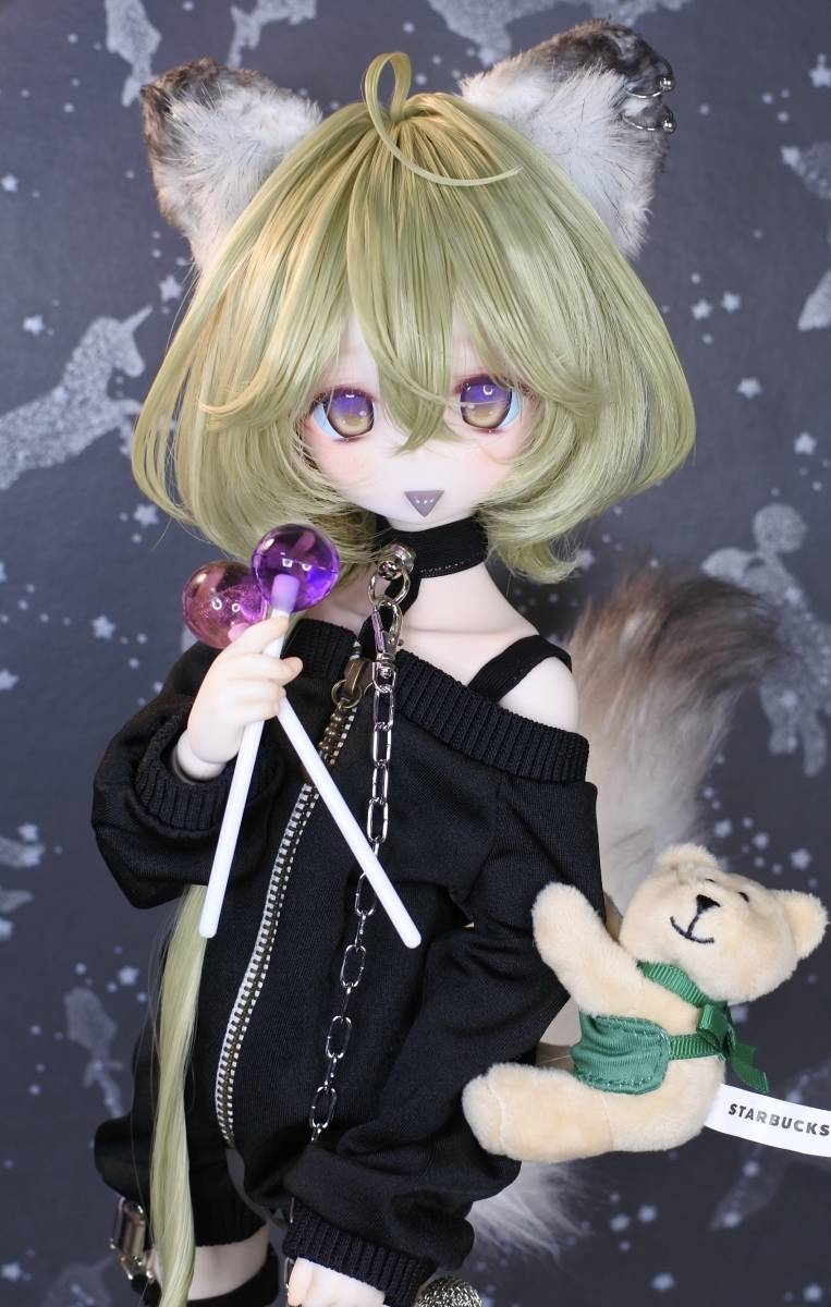 らら屋* DDH-01(白肌)カスタムヘッド&ウィッグ+MDD服+エルフ耳+ らら屋* DDH-01(白肌)カスタムヘッド&ウィッグ+MDD服+エルフ耳+