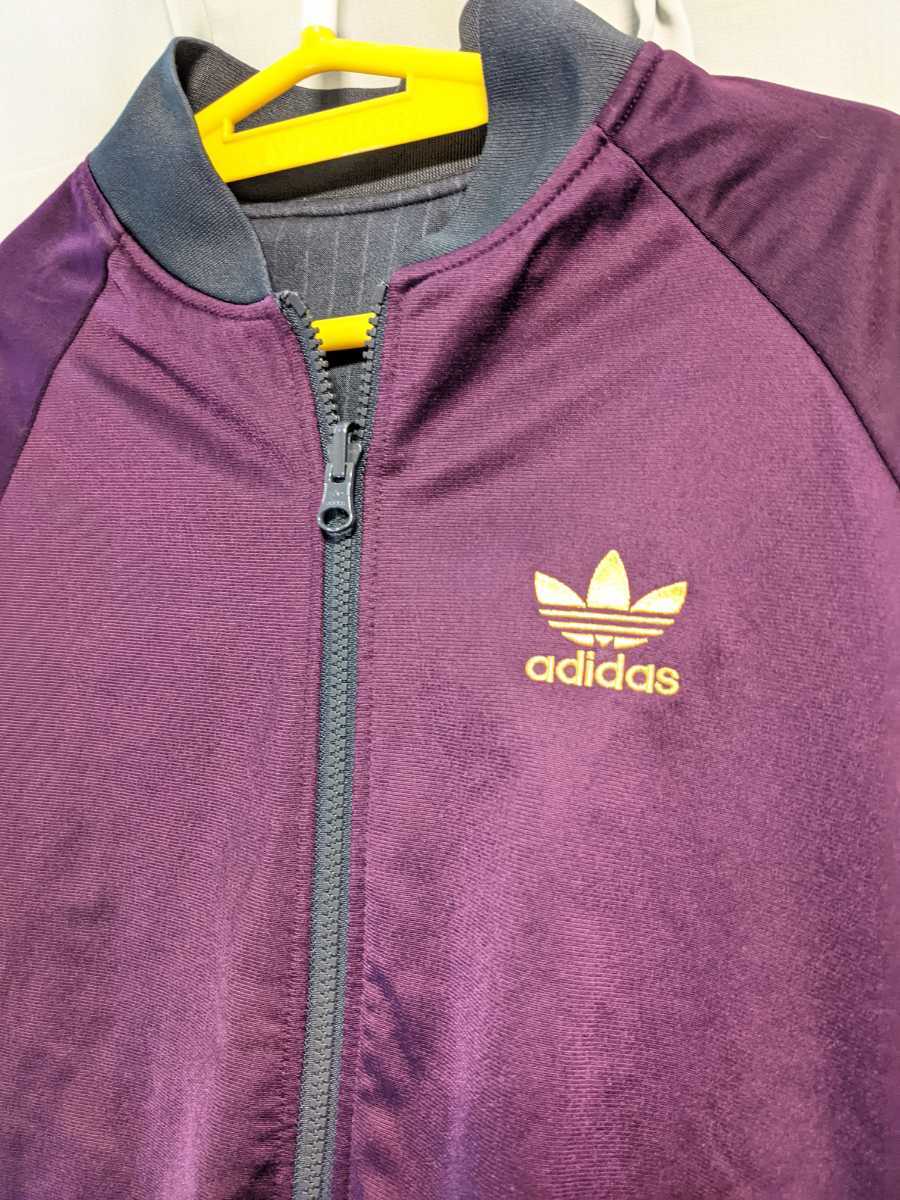 adidas/アディダス/リバーシブル /トラックジャケット/ ジャージ/ M /検索/ スカジャン/ 上着/ジャンパー /ボルドー/　ワイン_画像4