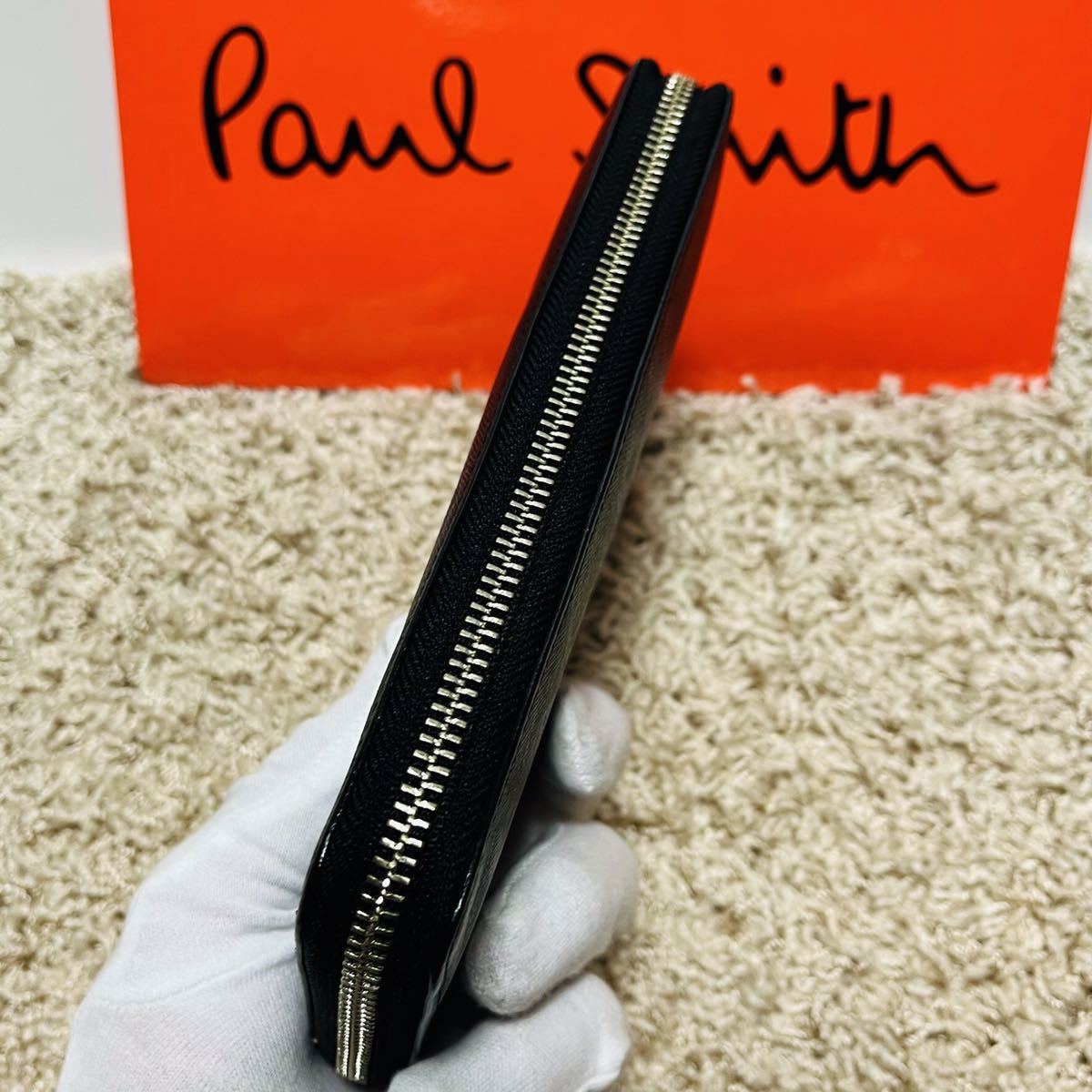 良品 ポールスミス PaulSmith ジップストローグレイン 長財布 ロング