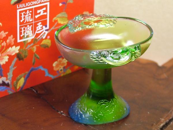 □龍香堂□ 《瑠璃工房》瑠璃ガラス「福鯰杯」即決△▽-