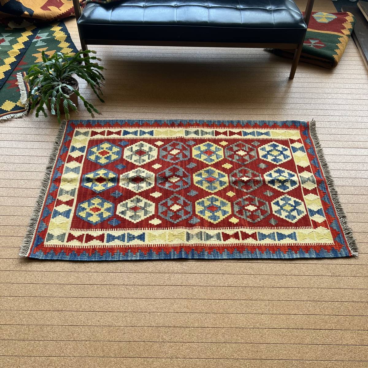 Saleアフガニスタントライバルラグ 手織り絨毯 size:110×86cm-