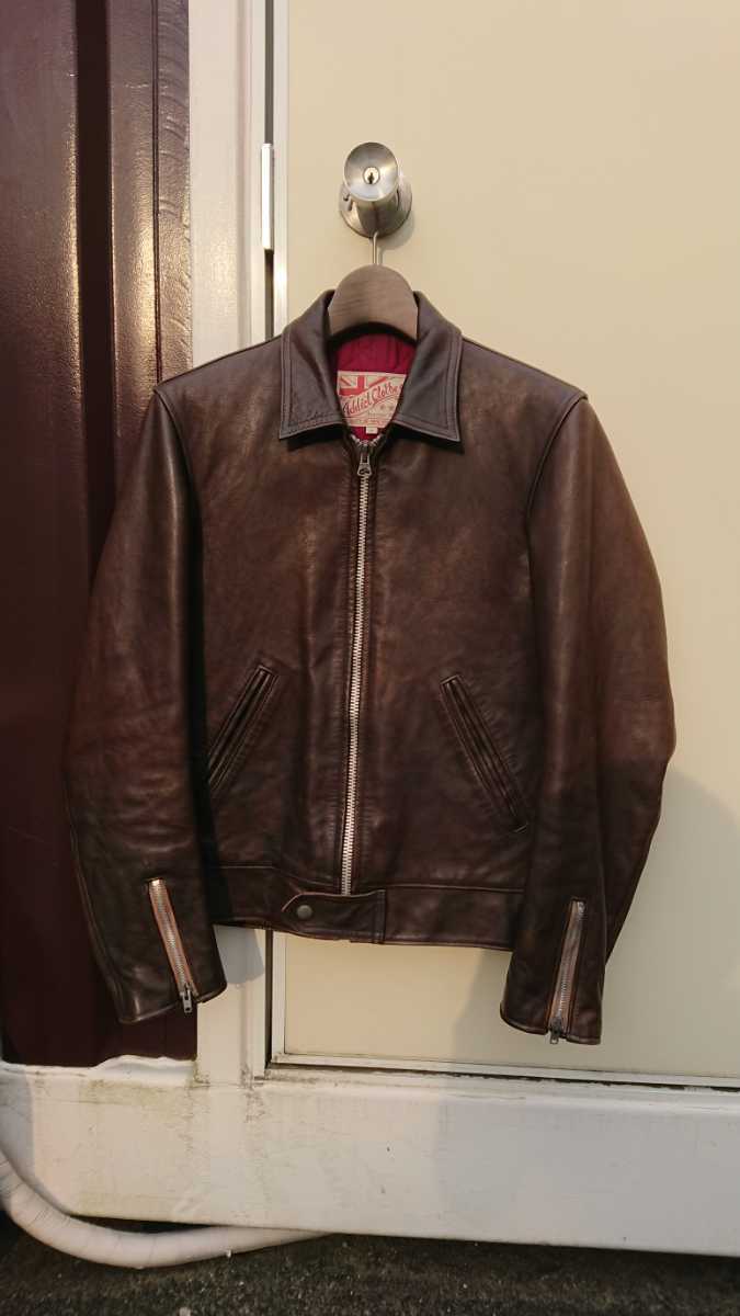 ADDICT CLOTHES AD-01 ホースハイド ブラウン サイズ36 シングルライダース Vintage Lewis Leathers アディクトクローズ ルイスレザー_画像2