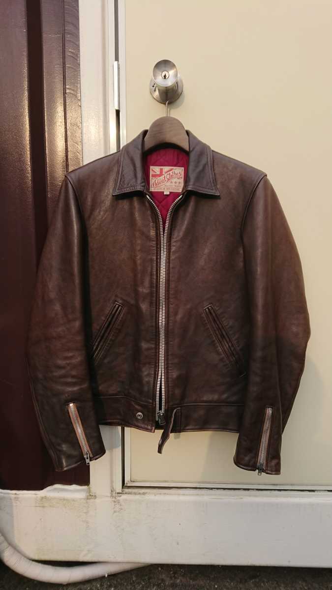 ADDICT CLOTHES AD-01 ホースハイド ブラウン サイズ36 シングルライダース Vintage Lewis Leathers アディクトクローズ ルイスレザー_画像1