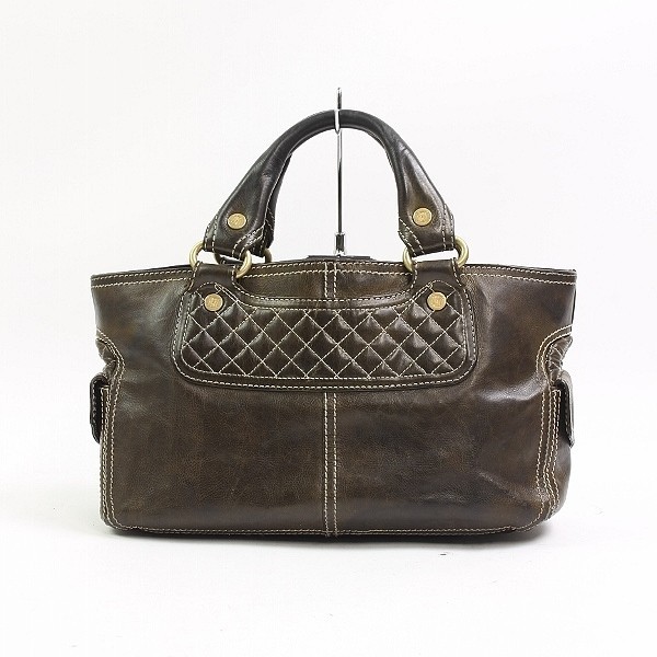 ◇CELINE/セリーヌ レザー キルティング ブギーバッグ ハンドバッグ
