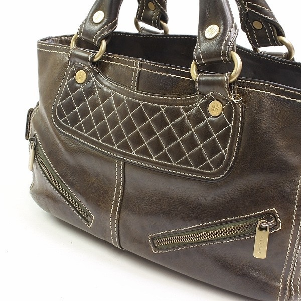 ◇CELINE/セリーヌ レザー キルティング ブギーバッグ ハンドバッグ