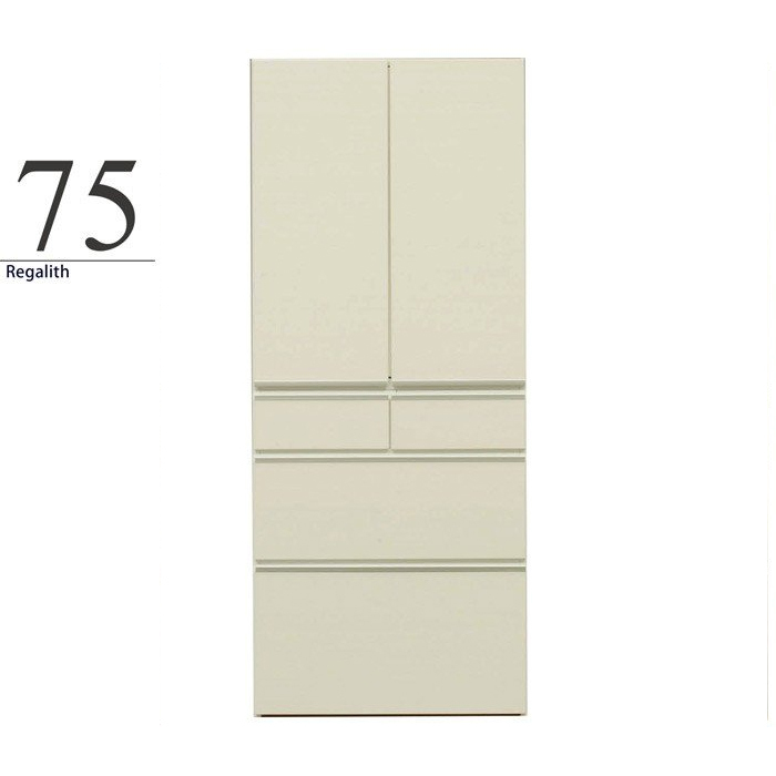 食器棚 幅75cm 完成品 ダイニングボード キッチン収納 キッチンボード ハイタイプ 板扉 国産 ホワイト