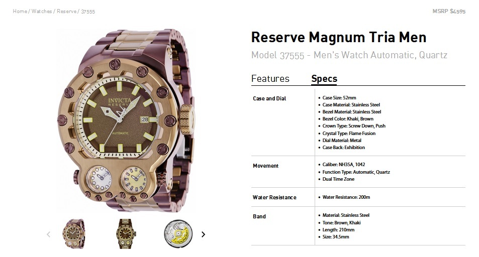 INVICTA インビクタ『Reserve Mugnum Tria 37555』☆3つのムーブメント