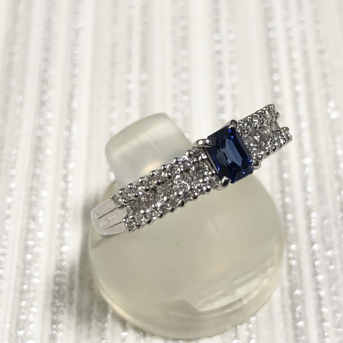 Pt900 サファイヤ0.44ct ダイヤモンド0.32ct #12 12号 リング 指輪