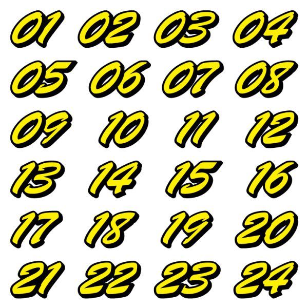 ゼッケン 2色仕様 ナンバー 数字 ステッカー B書体 Mサイズ3枚選べる数字とカラーとサイズ ヘルメット 野球 サッカー ゴルフ スポーツ (2)_画像4