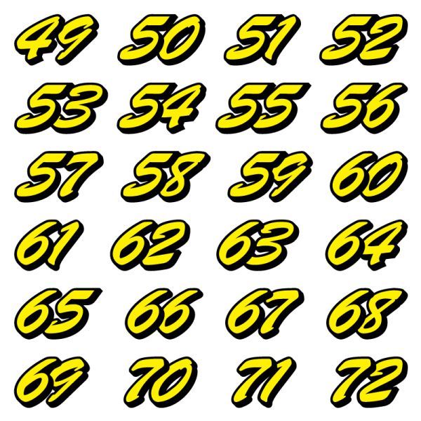 ゼッケン 2色仕様 ナンバー 数字 ステッカー B書体 ssサイズ4枚選べる数字とカラーとサイズ ヘルメット 野球 サッカー ゴルフ スポーツ (3)_画像6