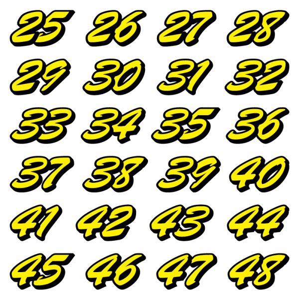 ゼッケン 2色仕様 ナンバー 数字 ステッカー B書体 ssサイズ4枚選べる数字とカラーとサイズ ヘルメット 野球 サッカー ゴルフ スポーツ (3)_画像5
