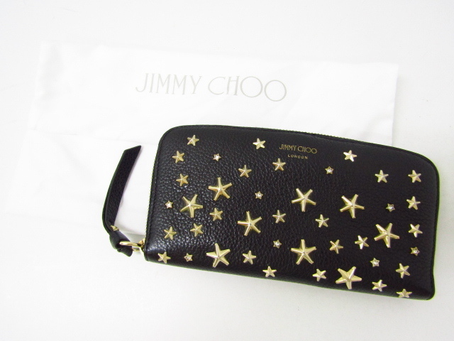 JIMMY CHOO ジミーチュウ スタースタッズ ラウンドファスナー長財布(小銭入れあり)♪SB4319