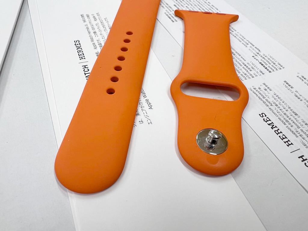 即決 美品 Apple Watch HERMES 限定 オレンジ スポーツバンド 45mm