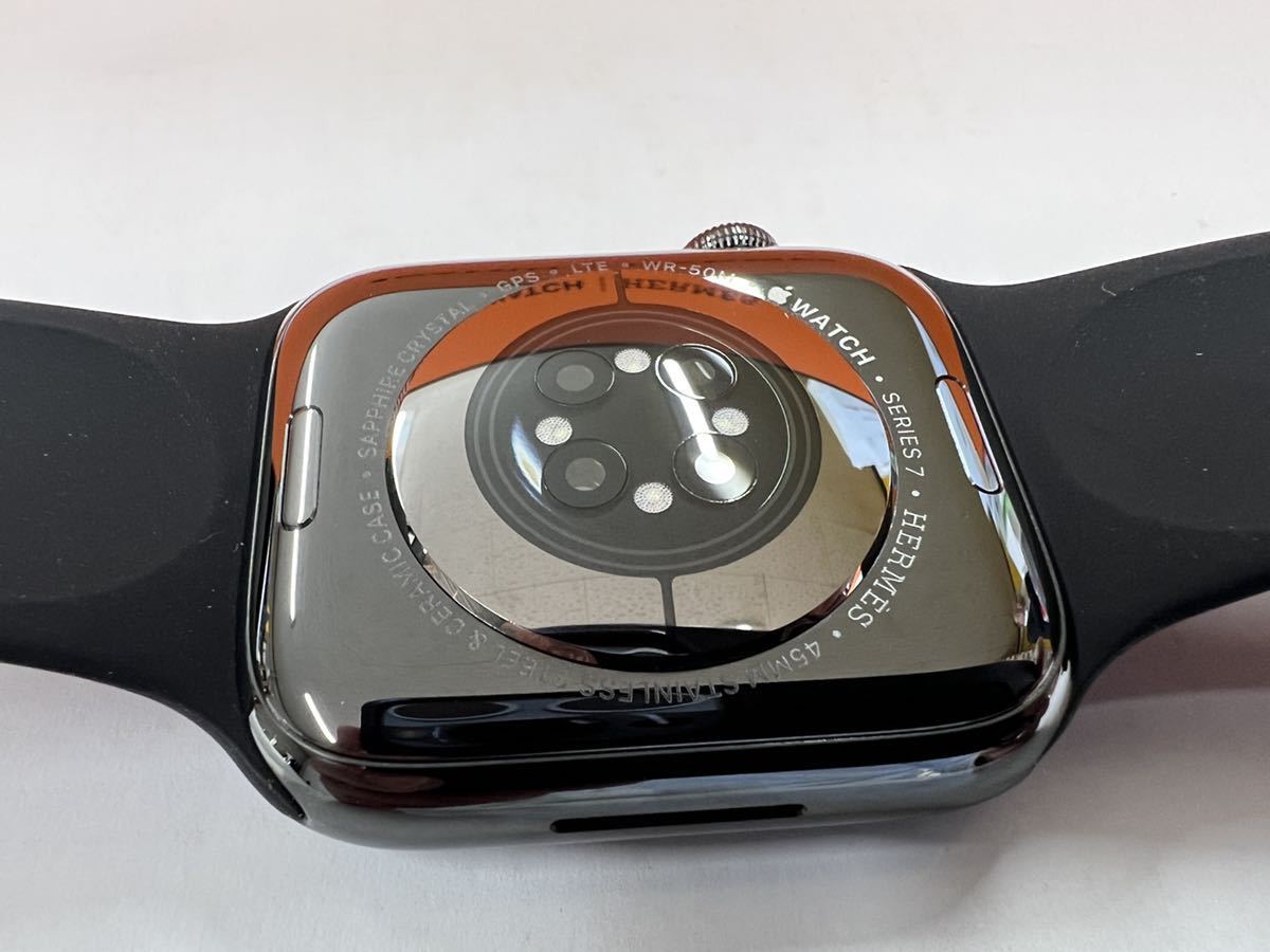 ☆最新 即決 Apple Watch series7 HERMES 45mm アップルウォッチ 黒 エルメス GPS+Cellular  ブラックステンレス 心電図 シリーズ7 100%