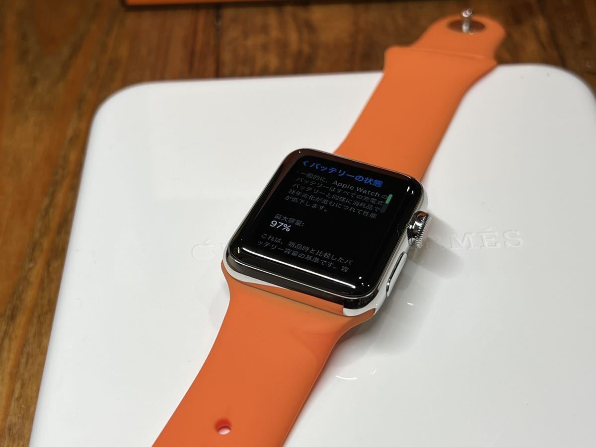 ☆即決 美品 バッテリー97% Apple watch HERMES Series3 38mm アップルウォッチ エルメス 本体 GPS+Cellular 877