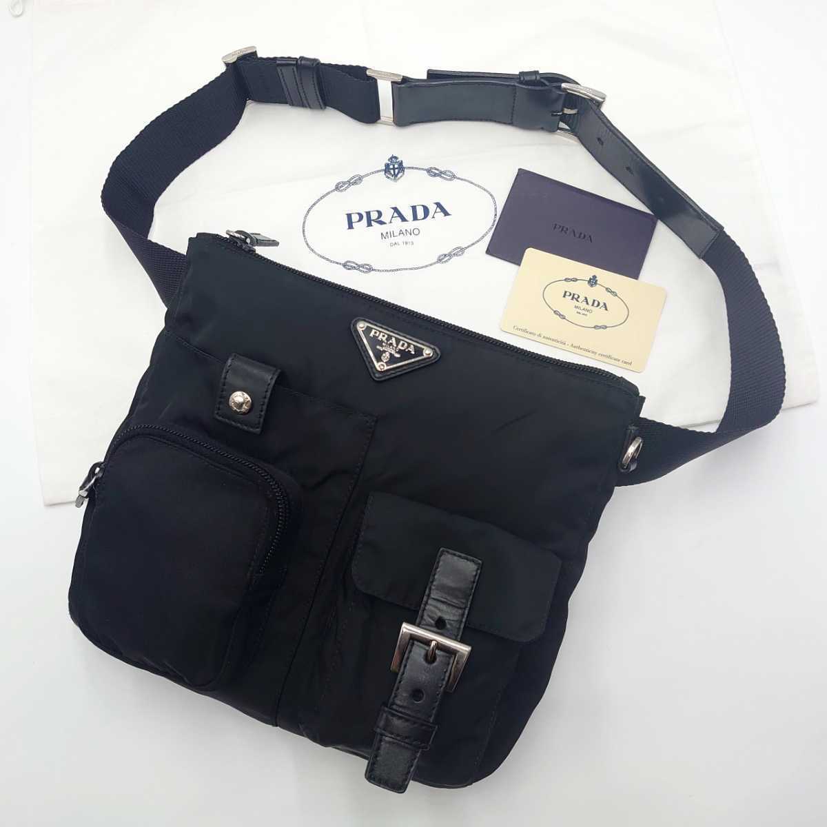 1円 極美品 PRADA プラダ メンズ ボディバッグ ショルダーバッグ