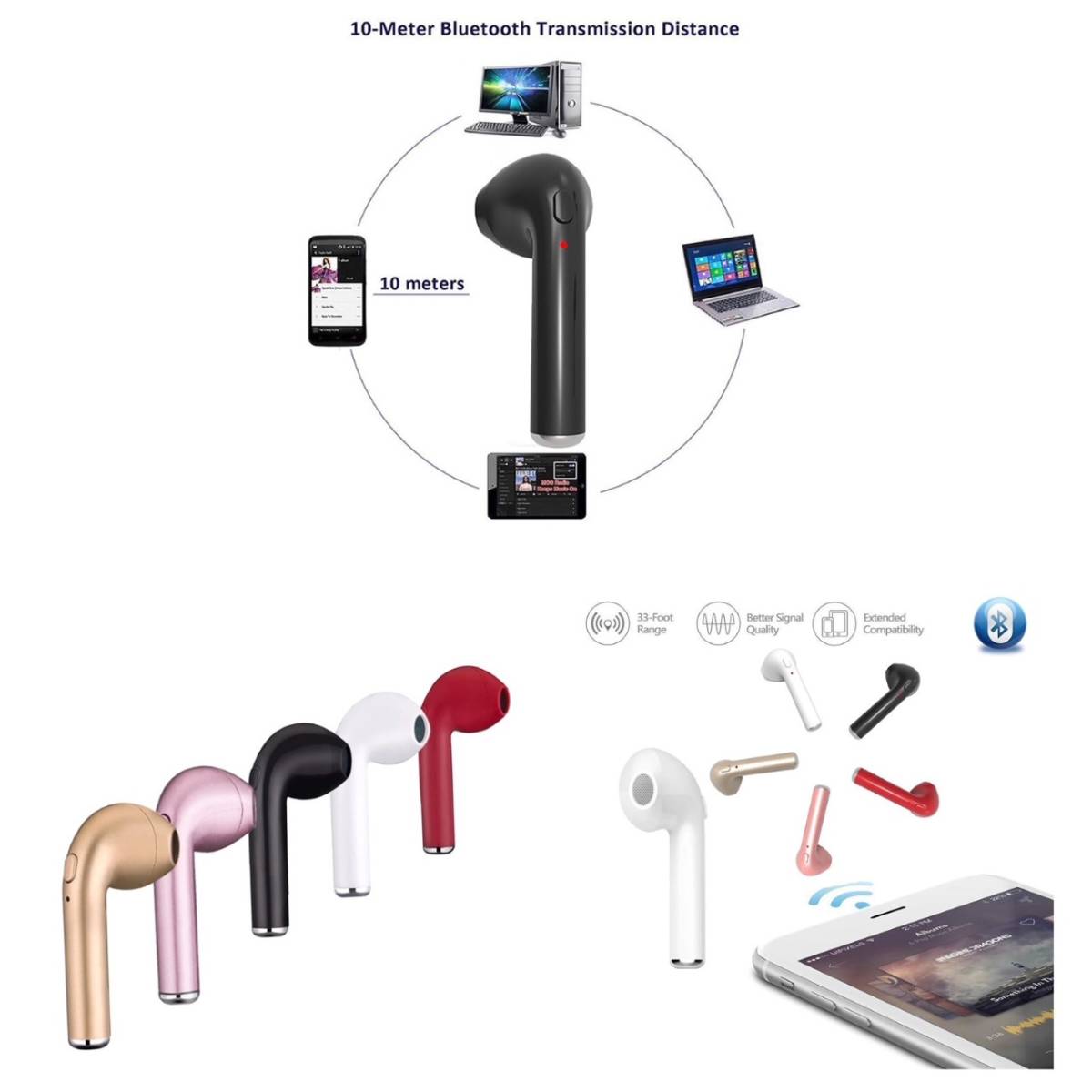 Bluetooth　イヤホン　ワイヤレスイヤホン iPhone　アンドロイド パソコン　ゲーム機 マイク 両耳 USB 充電 重低音 ホワイト　21_画像6