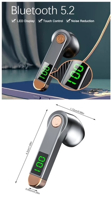 Bluetooth　5.2 イヤホン　ワイヤレスイヤホン LED 画面 ブルートゥース イヤフォン イヤホンマイク 片耳　USB 充電 高音質 21_画像8