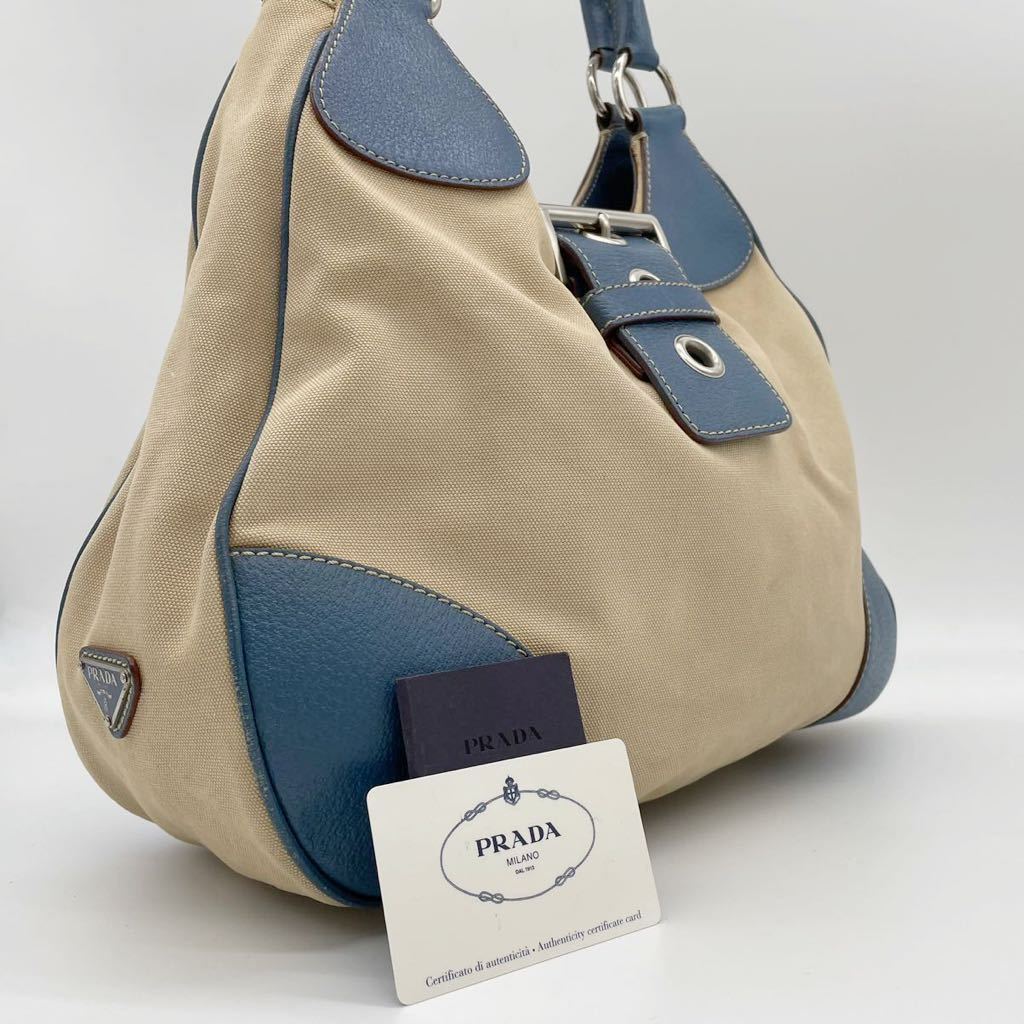 1円 ☆美品☆ PRADA プラダ ワンショルダー ハンドバッグ キャンバス