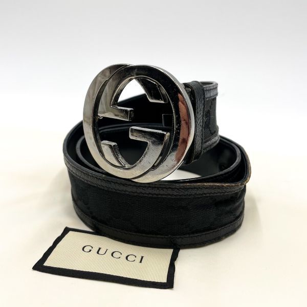 1円【定番かつ王道】GUCCI グッチ ベルト インターロッキング GG