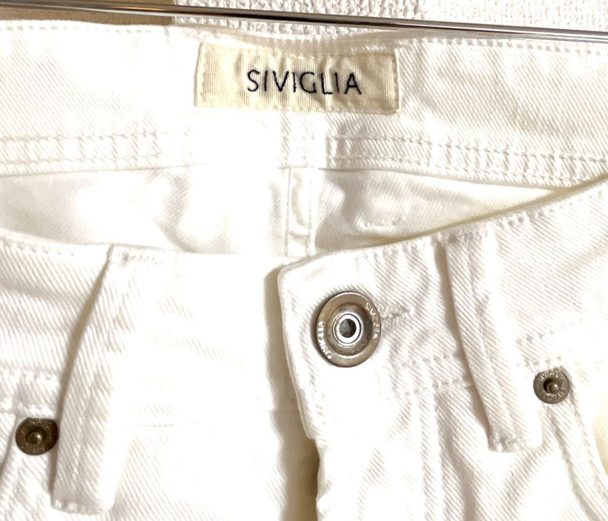 美品 SIVIGLIA シビリア Made In Italy size 31 ホワイトデニム スリム ストレッチ カラー パンツ イタリア製