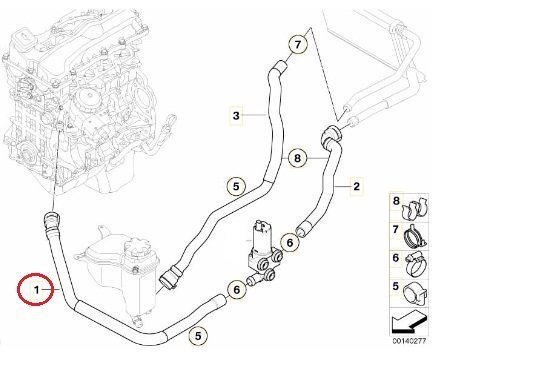 BMWツーリングE91純正320i318iウォーターホースVR20エンジンLCI補助ウォーターポンプ6421 6928590ラジエターホース3シリーズE87E90E92E93X1_画像5