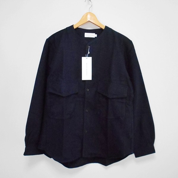 新品未使用・Manual Alphabet・WOOL COTTON CARGO SHIRTS・サイズ2・NAVY・日本製・マニュアルアルファベット・ライトジャケット