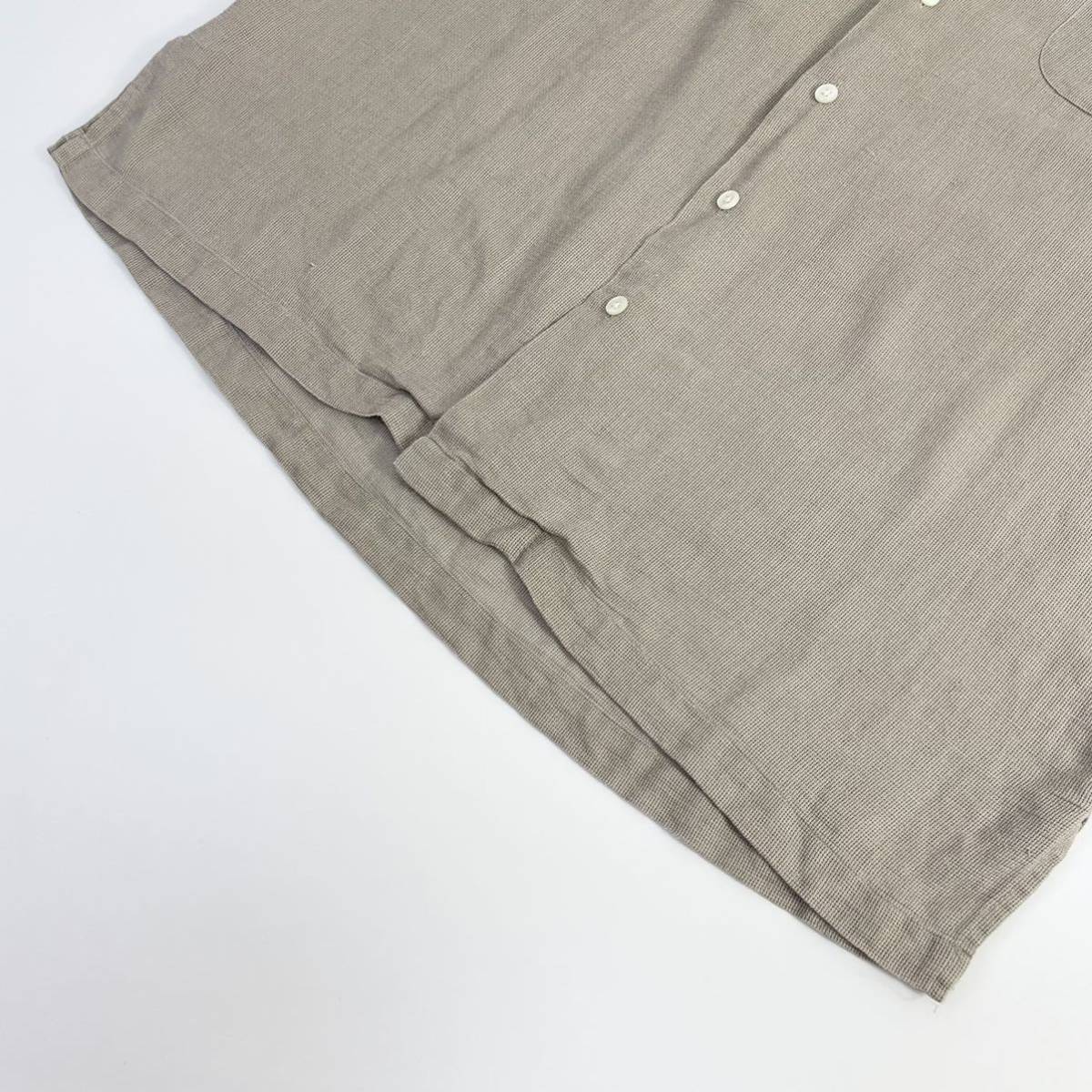 【90s POLO Ralph Lauren オープンカラー 完全目なし 半袖 シャツ CALDWELL ベージュ リネン 100% M】ラルフローレン 麻 開襟 茶 古着
