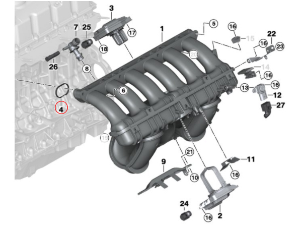 BMW E63 F06 F12 F13 F01 F02 インテークマニホールドガスケット 6個セット(1台分) 630i 640i 650i M6 740i 740Li 750i 750Li 11617547242_画像2