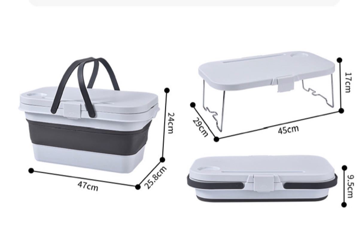 ピクニックバケット 2way 折りたたみバケツ テーブル可能 アウトドア 用途多用