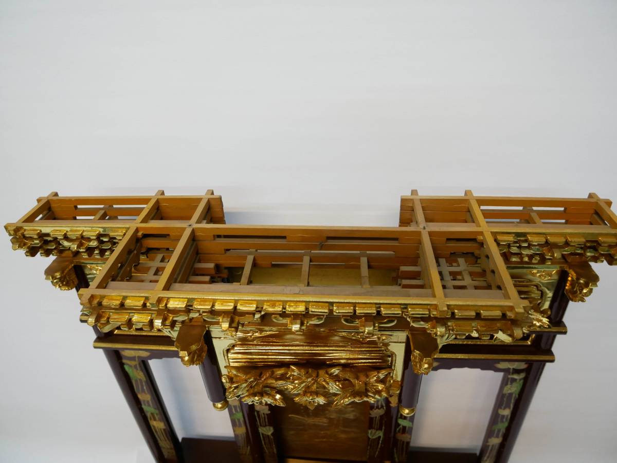 収集品】宮殿 木製 純金箔 高さ69㎝ 幅59㎝ 状態良好 厨子 宮殿 収集品】宮殿 木製 純金箔 高さ69㎝ 幅59㎝ 状態良好 厨子 宮殿