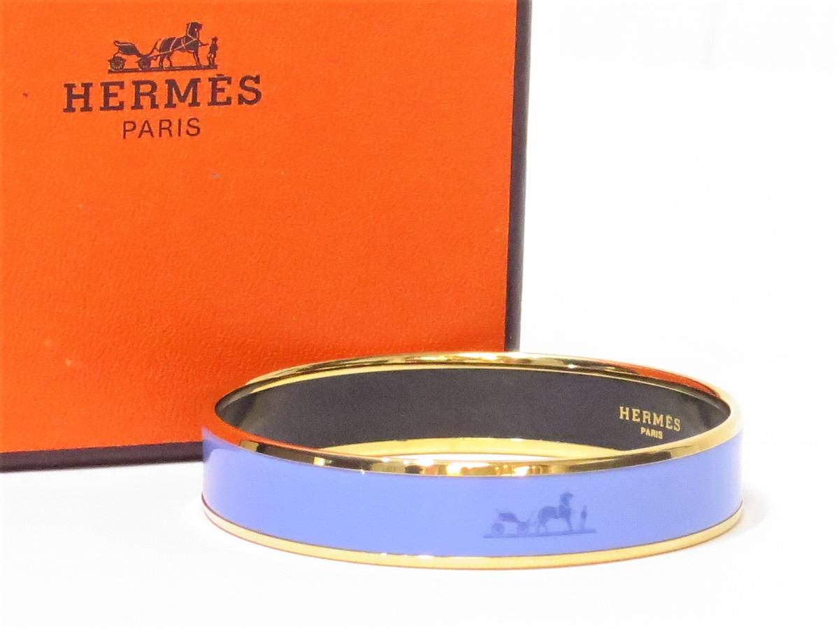 エルメス エマイユ バングル カレーシュ 青系 HERMES 18648102