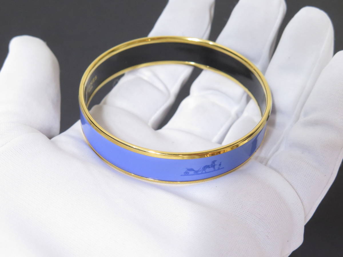 エルメス エマイユ バングル カレーシュ 青系 HERMES 18648102 www ...