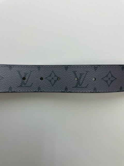 Louis Vuitton Monogram Eclipse Sun Tulle LV Initial 40MM Belt M9043 Black  Silver PVC Leather Men's LOUIS VUITTON