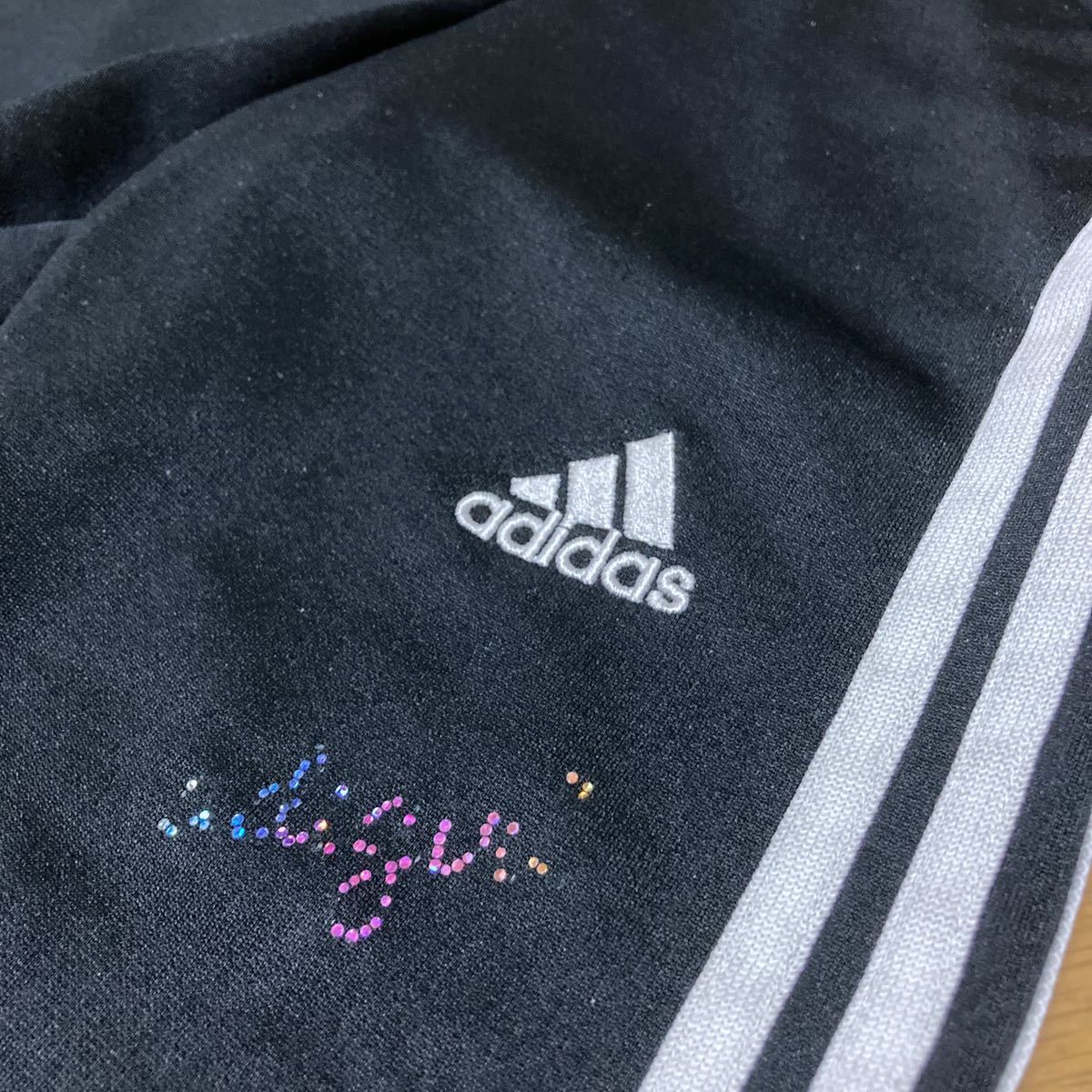 ラメ adidas ジャージ 下 130 climalite キッズ アディダス ピンクライン パンツ ボトムス 吸水性 速乾性 男児 女児 スポーツ_画像4