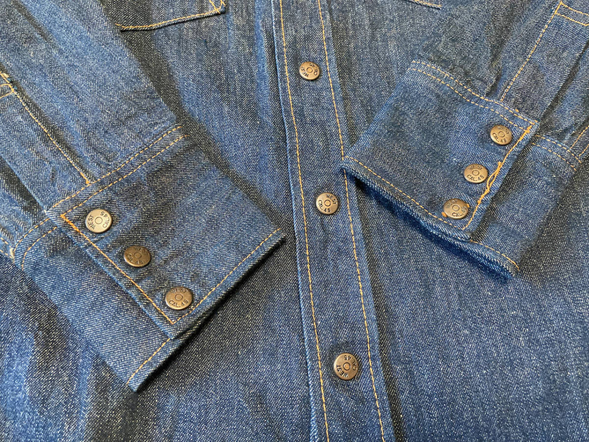 80s 90s デッドストック ヴィンテージ CACTUS カクタス JEANS 藍染 リジッド デニム ウエスタンシャツ カウボーイ インディゴ_画像7