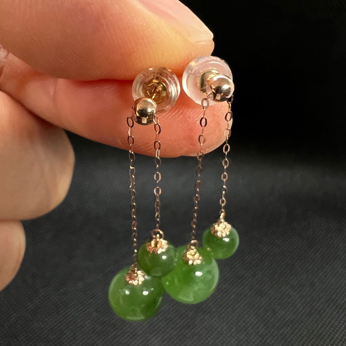 贈り物 939 天然石 翡翠 1400円 ワイヤーラップ ピアス イヤリング