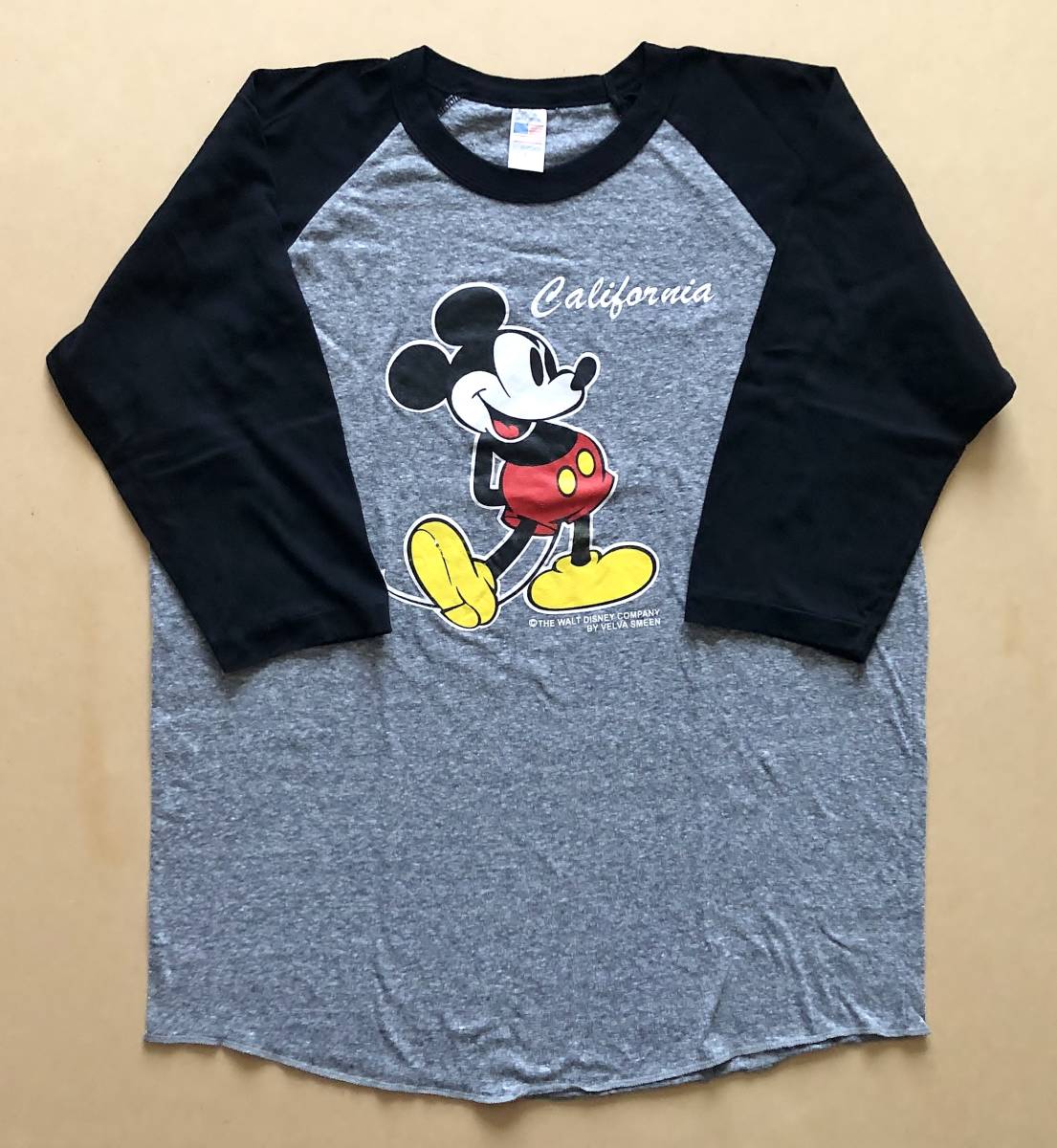 Mickey Mouse ラグラン七分袖Tシャツ California Lサイズ グレー / ブラック CRAFTED WITH PRIDE IN AMERICA　ミッキーマウス　Disney　_画像1