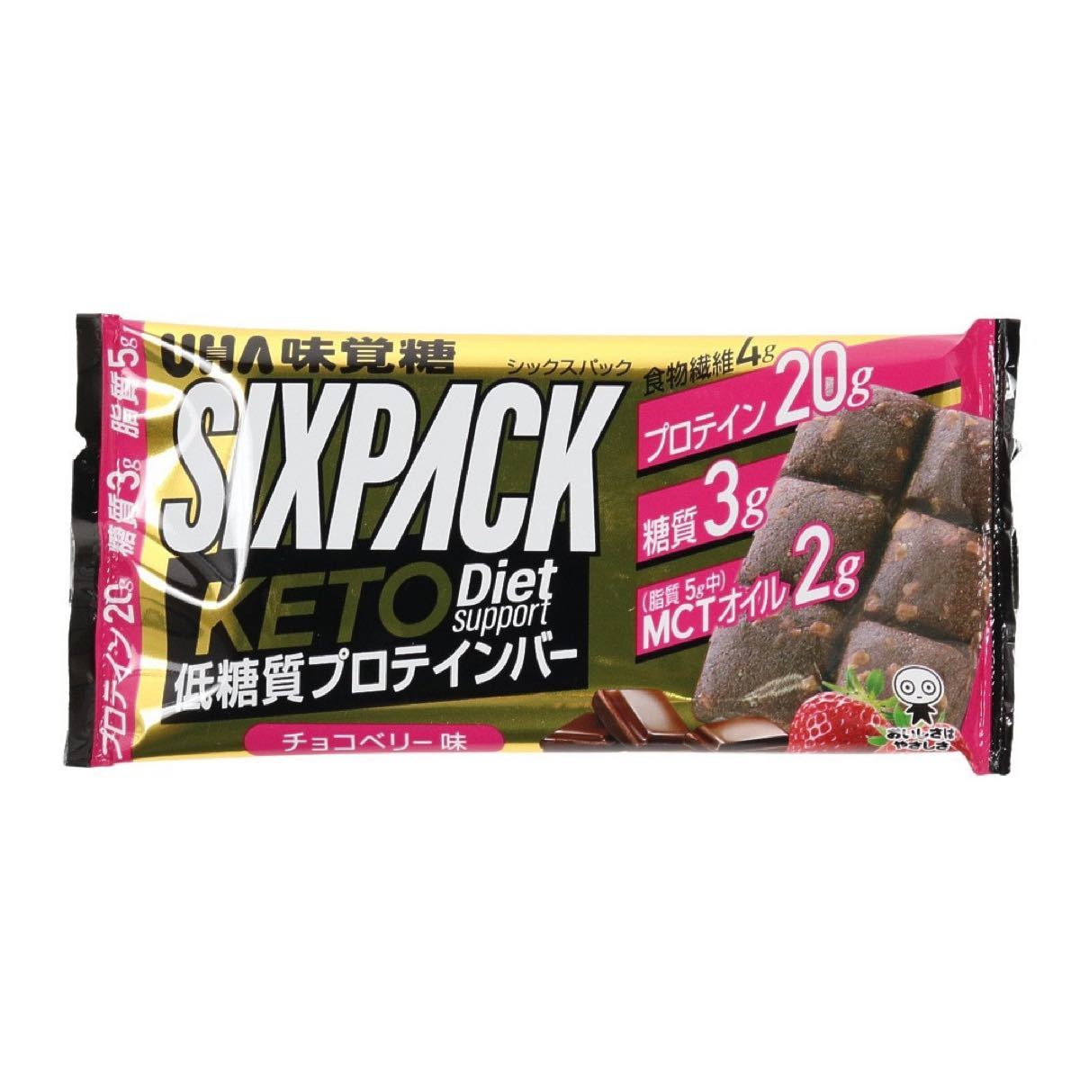 【10個セット】 UHA味覚糖 SIXPACKシックスパック KETO Dietサポートプロテインバー チョコベリー 40g×10