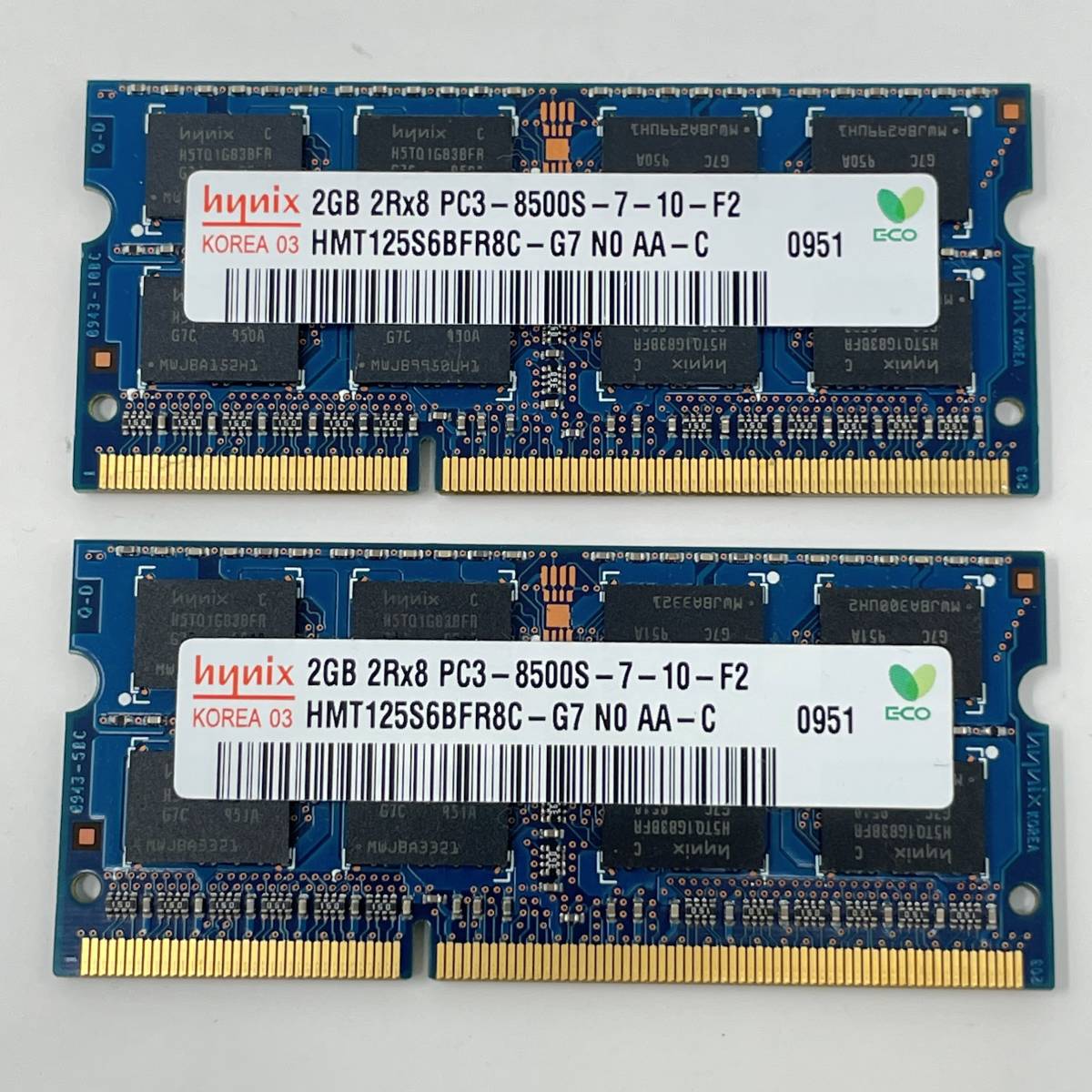 DDR3 メモリ SK hynix 2GB PC3-8500S 2GBx2枚 計4GB ノートパソコン用