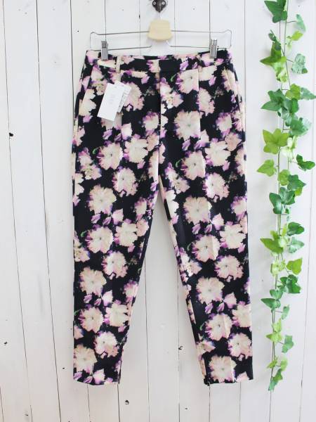 定価2萬6千円 新品*BODY DRESSING ボディドレッシング*裾ファスナー付き 花柄プリント テーパードパンツ 38(M)