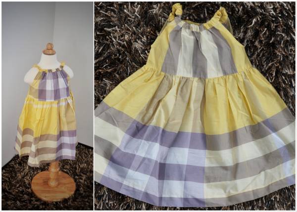  Kids одежда / детская одежда * Англия способ в клетку One-piece / желтый / casual вечернее платье день рождения фотосъемка свадьба 100cm