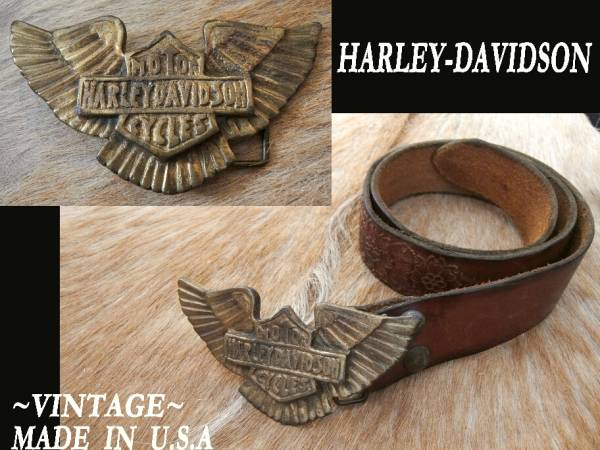 【冬バーゲン★特別送料無料!】 70s 80s ビンテージ Harley Davidson バックル USAアメリカ製 バックル