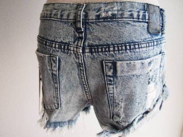 6-5 новый товар 9,450 иен One Tea spoon Chemical woshu повреждение обработка шорты авария Denim 24 дюймовый голубой 