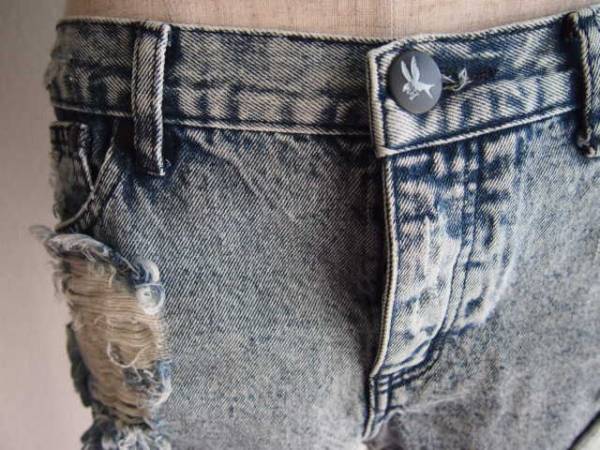 6-5 новый товар 9,450 иен One Tea spoon Chemical woshu повреждение обработка шорты авария Denim 24 дюймовый голубой 