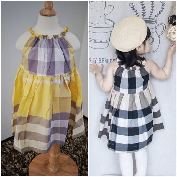  Kids одежда / детская одежда * Англия способ в клетку One-piece / желтый / casual вечернее платье день рождения фотосъемка свадьба 100cm